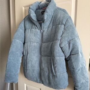 Blue Corduroy Puffer Coat